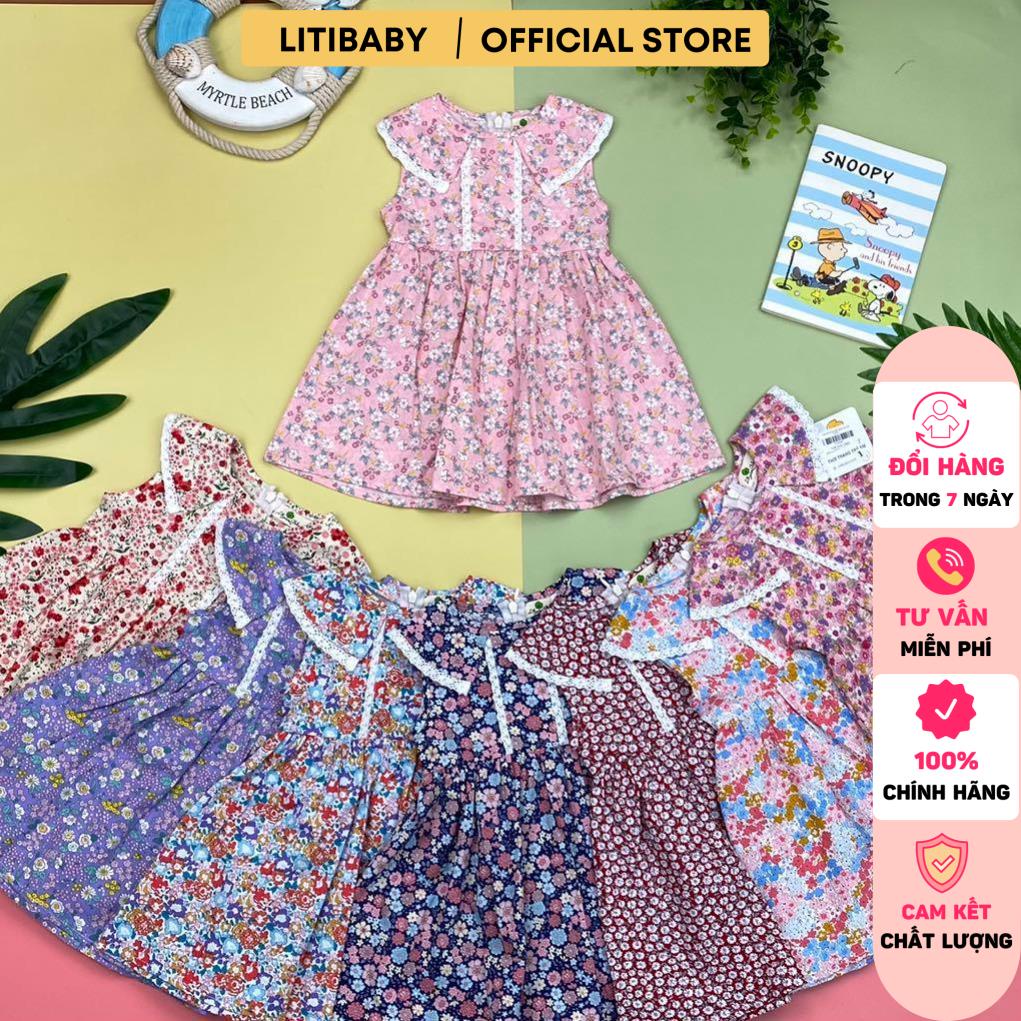Váy litibaby cho bé gái thô hoa sát nách có cổ 6/10