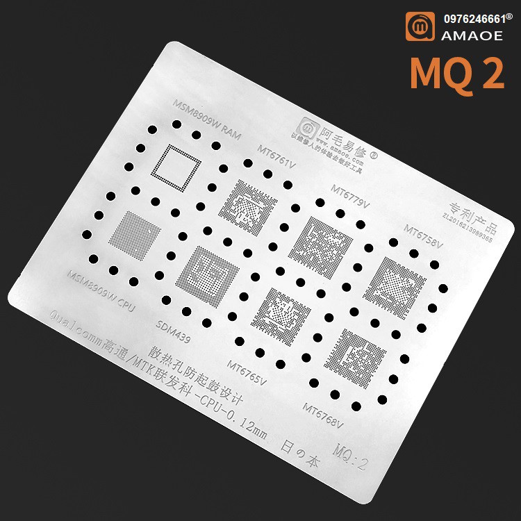 Vỉ làm chân MQ2 cho các CPU mã MT6761V MT6779V MT6758V MT6765V MT6768V MSM8909W SDM439