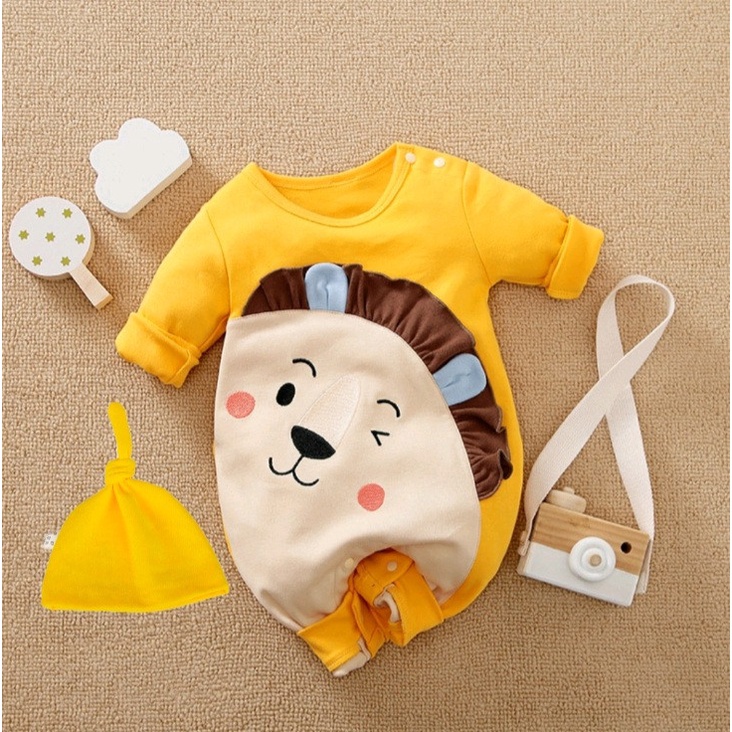 Quần áo trẻ em Bộ body dài tay cho bé trai bé gái Habi Fashion Từ 0 đến 24 tháng tuổi body thu đông KÈM MŨ BD048