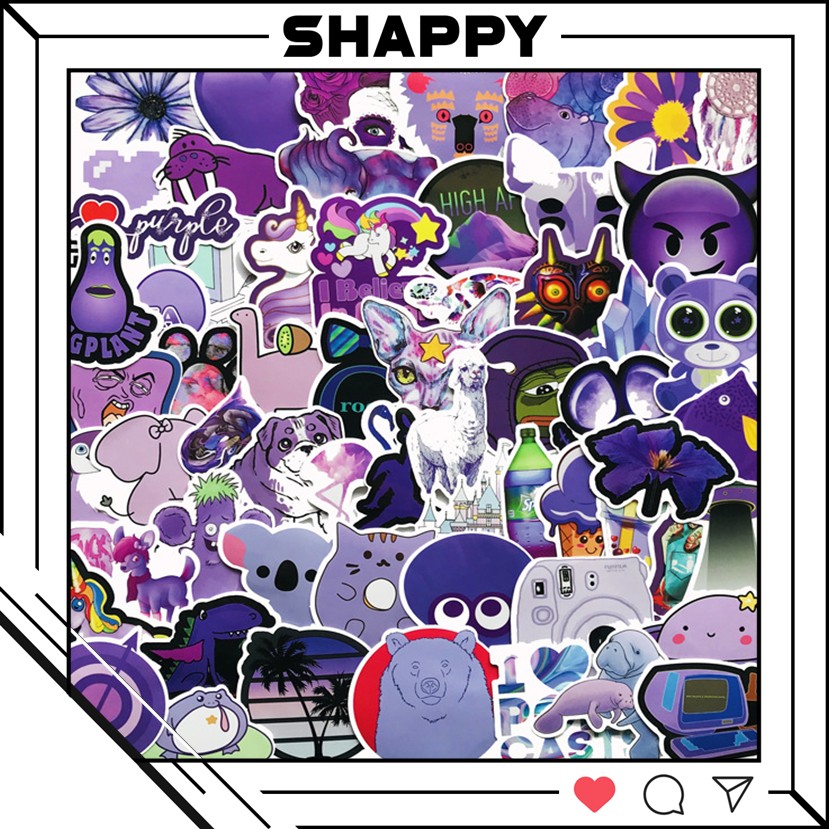 Sticker Dán Purple Life PVC Chống Thấm Nước | Dán Laptop - Nón Bảo Hiểm - Xe - Vali [Shappy Shop]