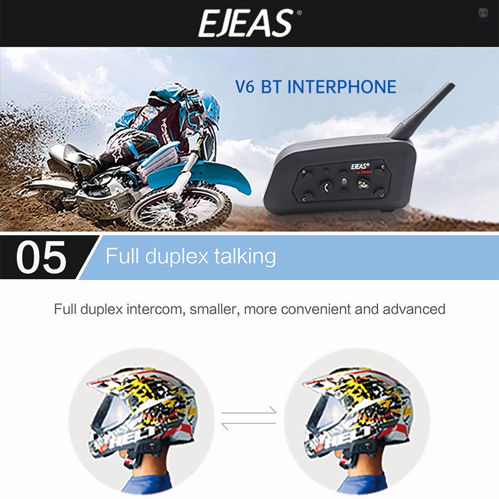 Bộ Đàm Liên Lạc EJEAS V6 Pro 1200M Gắn Mũ Bảo Hiểm Xe Mô Tô
