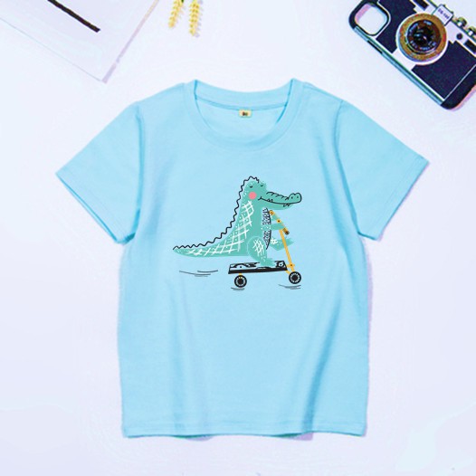 Áo thun cotton dày dặn bé trai,bé gái in hình dễ thương