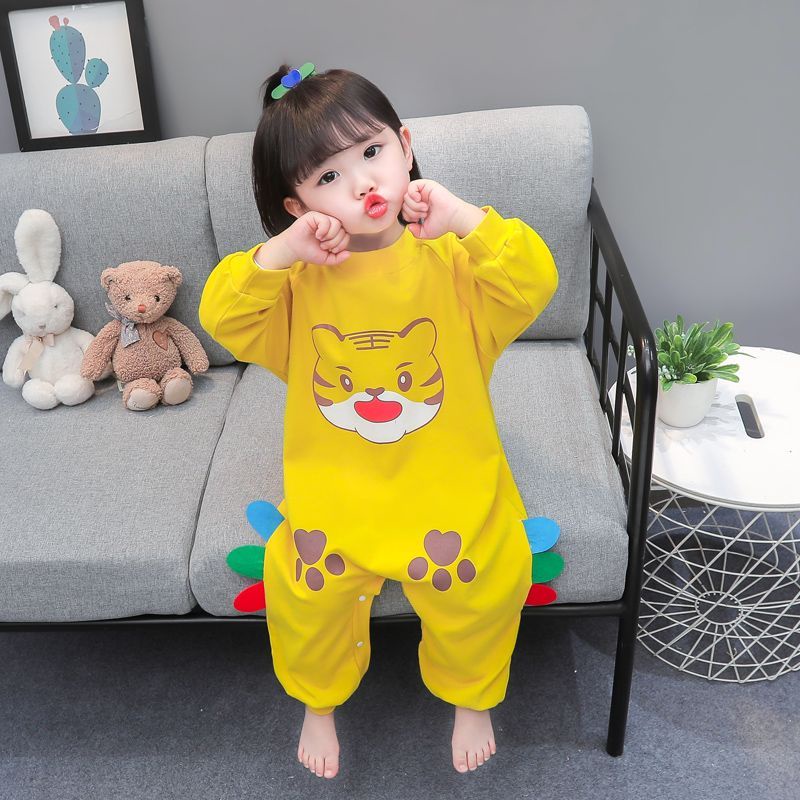 * * B Ng B * Bộ Đồ Ngủ Liền Thân Tay Dài Chống Đá Giữ Ấm Mùa Thu Đông Cho Bé Trai Và Bé Gái