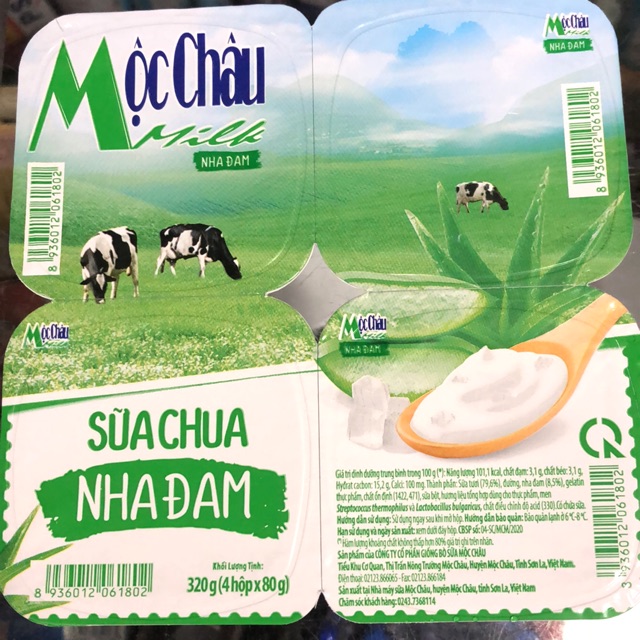 Sữa Chua Nha Đam Mộc Châu Milk Lốc 4 Hộp x80g