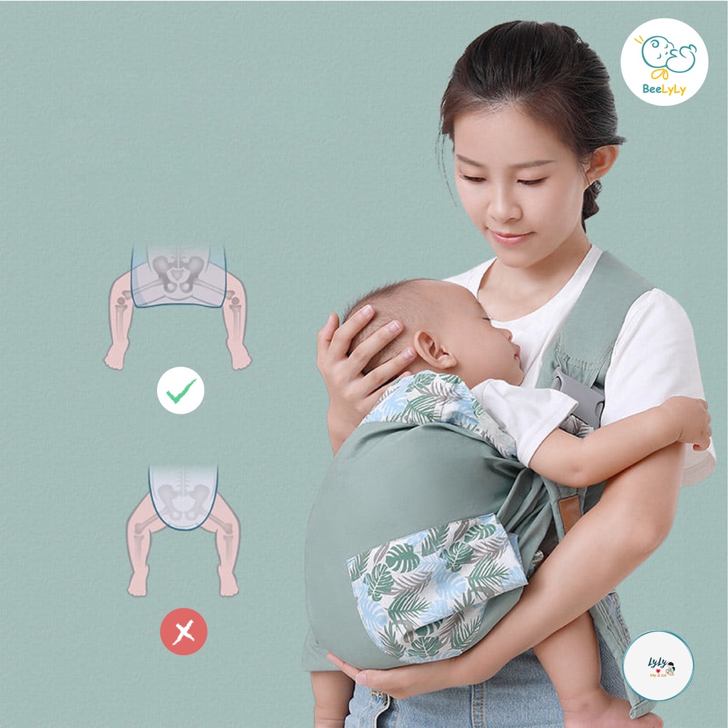 Địu em bé sơ sinh cao cấp BeeLyLy tiện lợi,địu cho bé nhiều tư thế dạng lưới thoáng khí tránh sai tư thế vải mềm mịn D01