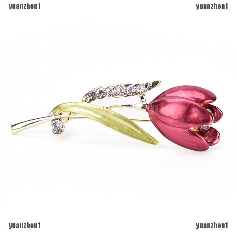 Ghim Cài Áo Hình Hoa Tulip Đính Đá Pha Lê Thanh Lịch