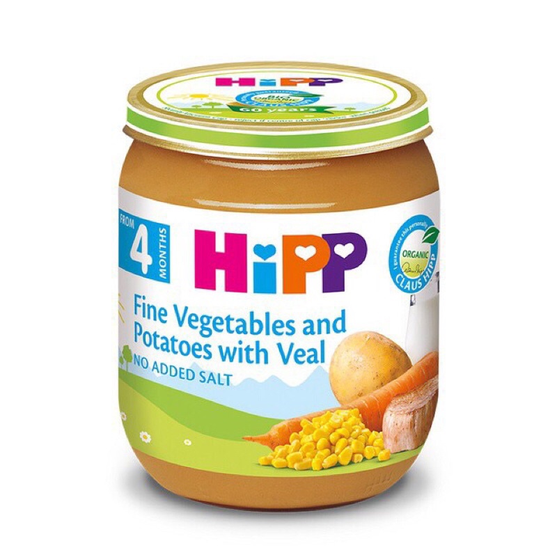 (4M) DINH DƯỠNG ĐÓNG LỌ HIPP THỊT BÊ, KHOAI TÂY, RAU TỔNG HỢP 125G