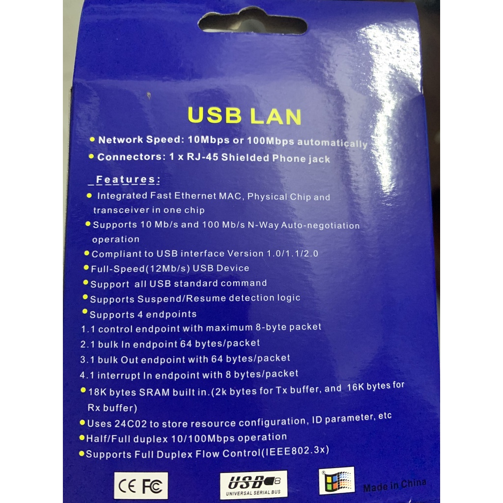 Đầu chuyển USB ra Lan RJ45 / USB Lan
