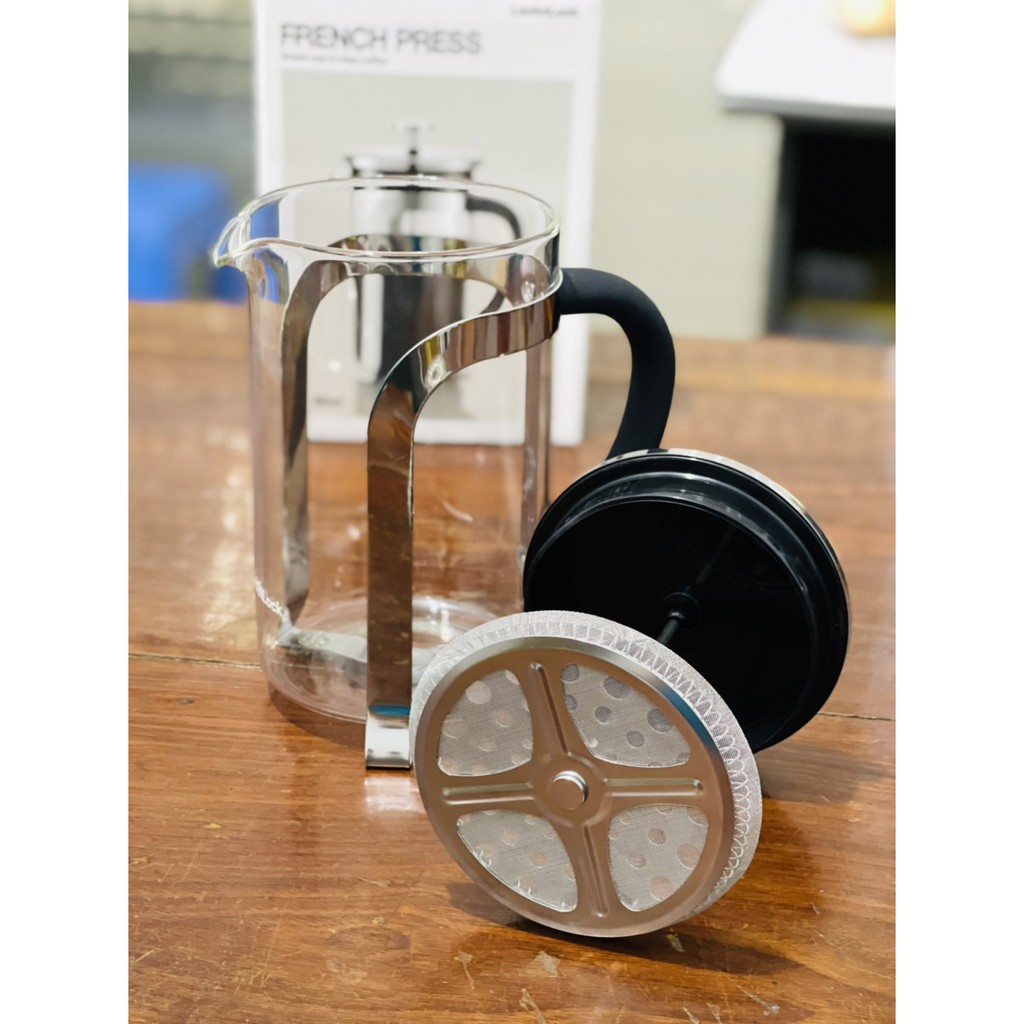 Bình pha trà, pha cafe French Press Lock&Lock, 800ml - LLG019, pha được 4-6 cốc, bình thủy tinh viền inox