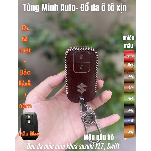 Bao Da Chìa Khoá Smartkey Ô tô  Suzuki Swift, Ertiga, XL7, Vitara Da Bò Cao Cấp Handmade xịn xò
