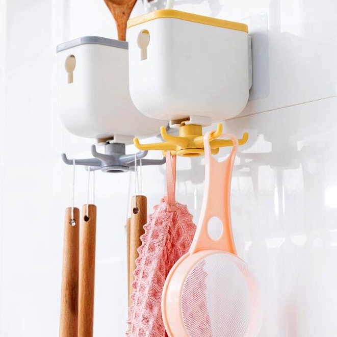 Móc Treo Đồ - Giá Treo Đựng Đồ Nhà Bếp Dán Tường Xoay 360 Độ Treo Đồ Đa Năng T2 - #giadungnhabep