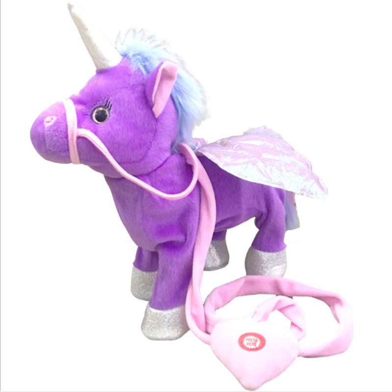 ✣Thương mại điện tử xuyên biên giới dây xích kỳ lân dễ thương Búp bê Pegasus, đồ chơi sang trọng rồng điện có thể đi và