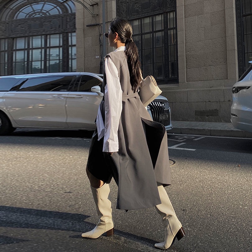 Áo Khoác Vest 22W F &amp; X Dáng Dài Ôm Eo Phong Cách Anh Quốc Thời Trang Xuân Thu Mới 2022