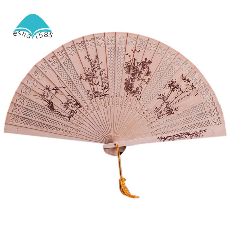 Quạt Cầm Tay Bằng Gỗ Đàn Hương Điêu Khắc Thủ Công Phong Cách Trung Hoa