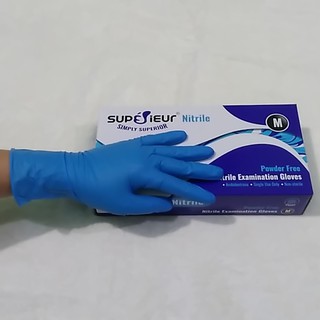 Găng Tay - bao tay - Superieur nitrile không bột hộp 100 cái màu xanh