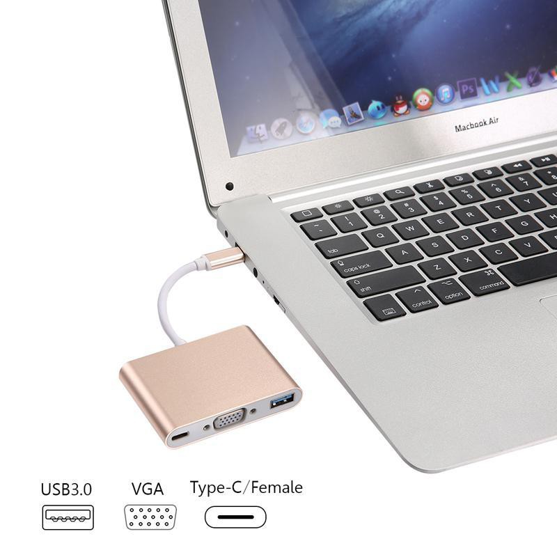 Usb Type-C To USB-C 1080p VGA USB 3.0, 3 trong 1, hỗ trợ Samsung MHL