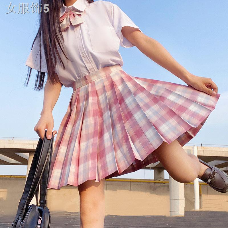 \ Xiaochun JK váy lưới màu hồng kẹo trái cây đồng phục nữ cô gái xếp li tại chỗ đích thực cùng một nhà máy