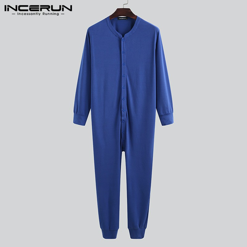 Bộ Áo Liền Quần Incerun Dài Tay Màu Trơn Cho Nam