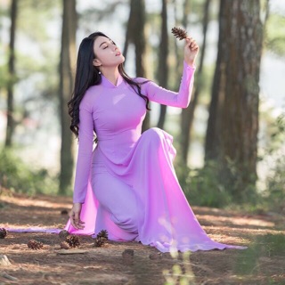 Áo dài chất tằm 4 tà cao cấp kèm quần