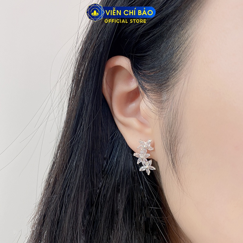 Bông tai bạc nữ Hoa lan chất liệu bạc 925 thời trang phụ kiện trang sức nữ Viễn Chí Bảo B400521