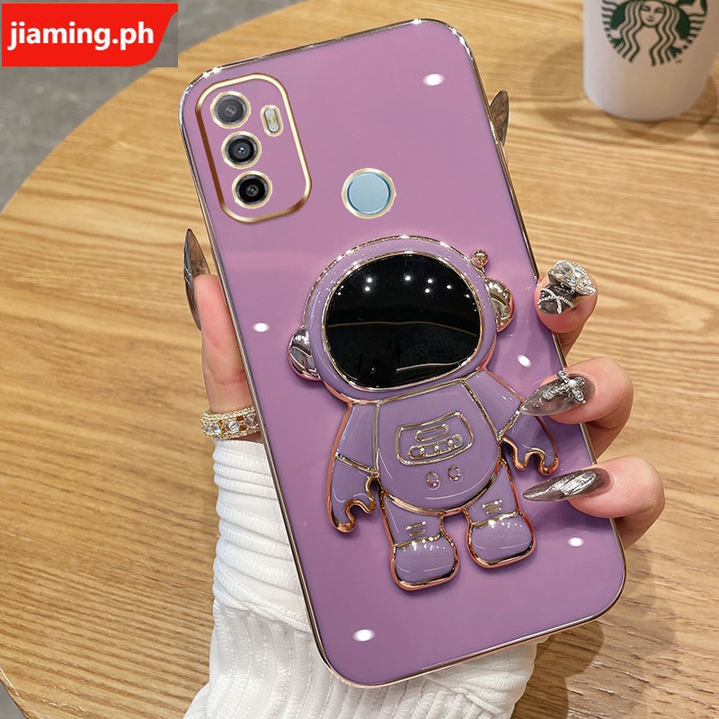 Ốp Điện Thoại Mềm Mạ Điện Hình Phi Hành Gia 3D Có Giá Đỡ Cho OPPO A53 2020 A33 2021 A53S