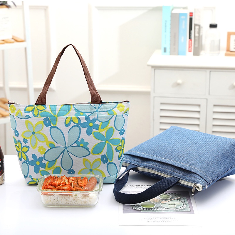 (LOẠI 1 có 3 lớp giữ nhiệt) Túi đựng cơm vải POLYESTER chống thấm SIZE ĐẠI giữ nhiệt nóng - lạnh lót nhôm - YW