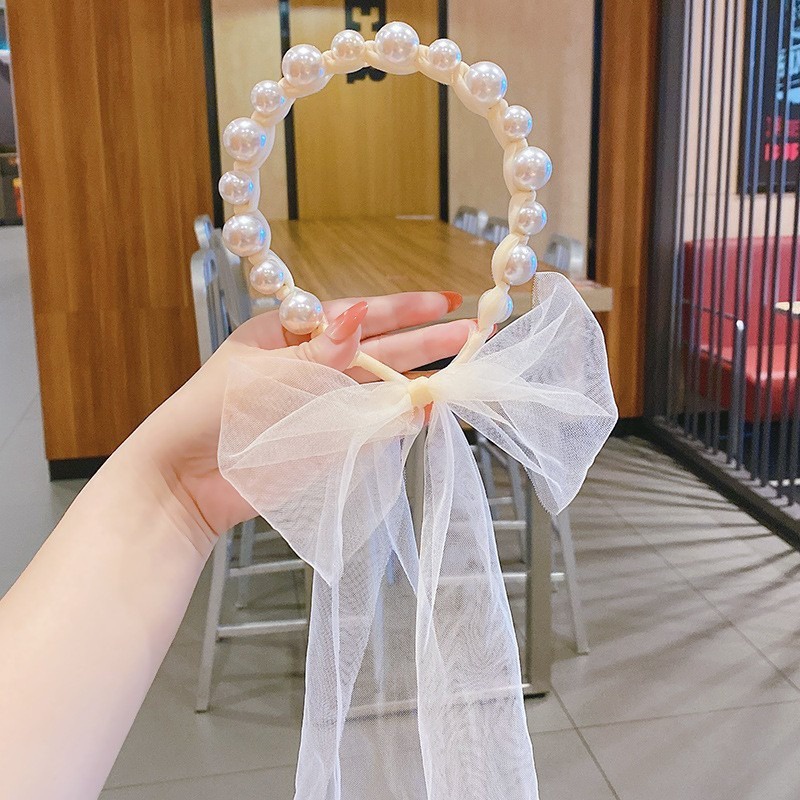 Băng Đô Cài Tóc Đính Hạt Giả Ngọc Trai Cho Bé Gái