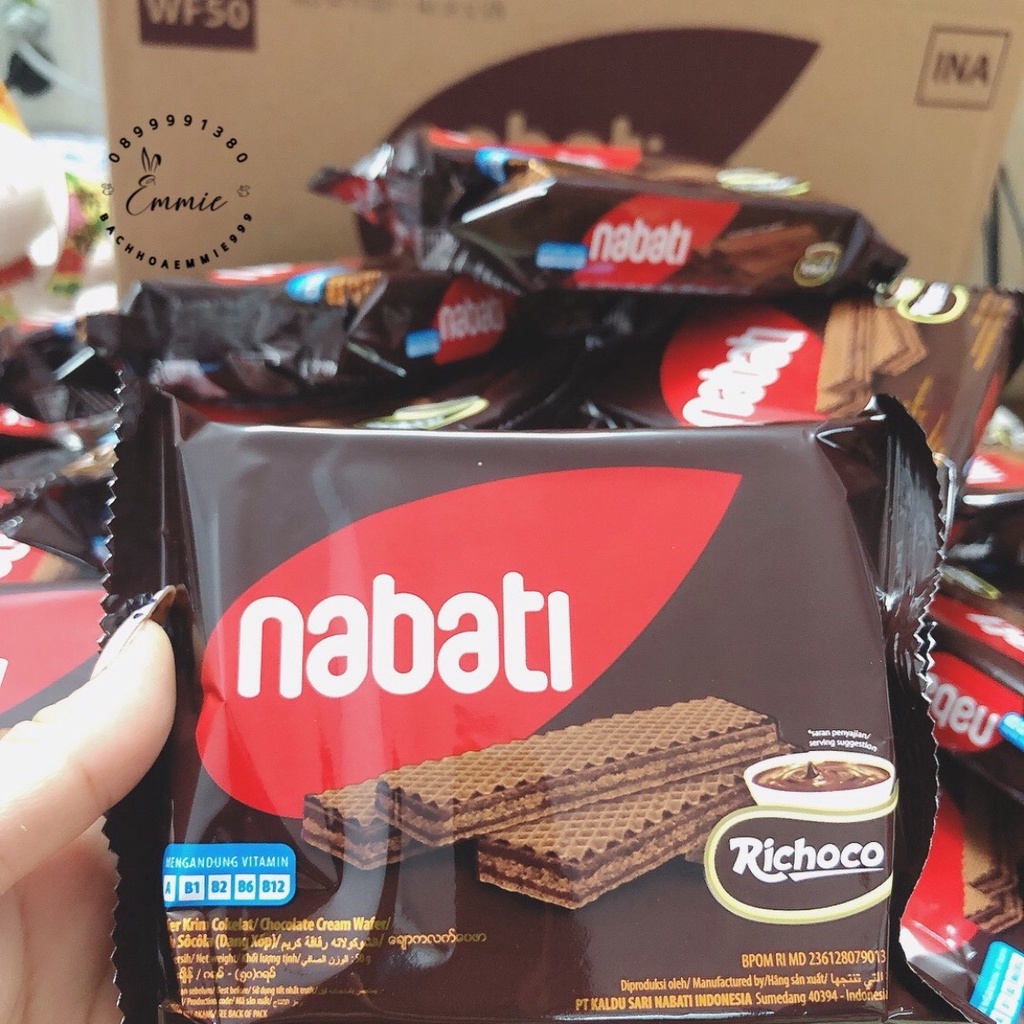 [FREESHIP-MUA NHIỀU GIẢM GIÁ]Bánh Xốp Richoco Nabati Chocolate Cream Wafer Gói 50g