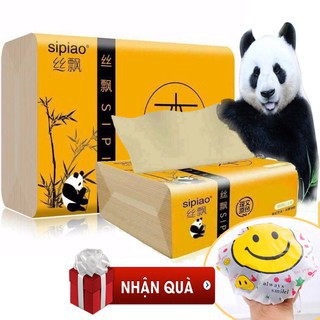 Combo 27 gói giấy ăn sợi tre gấu trúc tặng 1 mũ chụp đầu chống nước