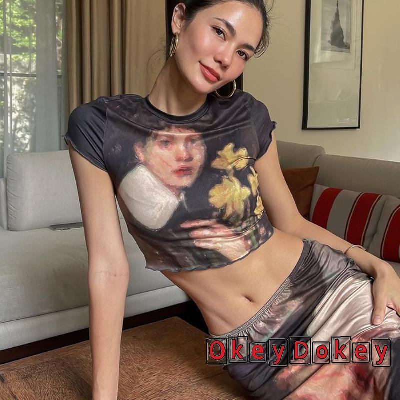 Áo Thun Tay Ngắn Cổ Tròn In Chữ ODokey