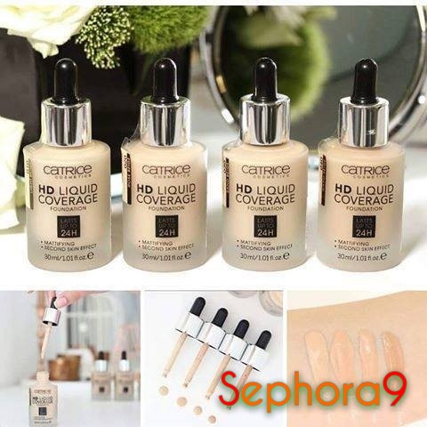 Kem nền kiềm dầu Catrice HD 24h Liquid Coverage Foundation che phủ tốt [Mẫu Mới 2019]