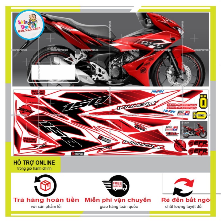 TEM XE WINNER X DÁN XE ĐỎ 25271 -- SHIN DECAL 2