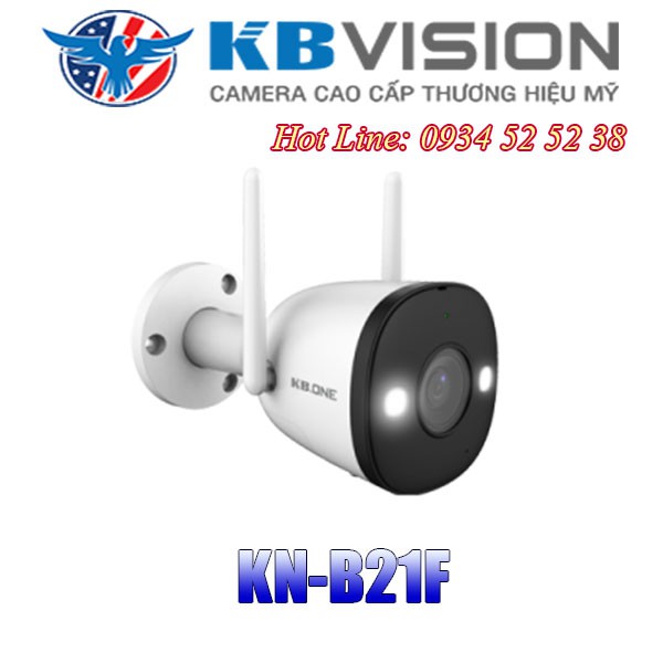 Camera wifi KBONE 2.0MP KN-B21F lắp đặt ngoài trời có màu ban đêm tích hợp mic thu âm thanh