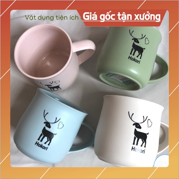 Cốc nhựa Hokori 350ml - Ly cốc uống nước có quai cầm hình hươu dễ thương mrsiro1977