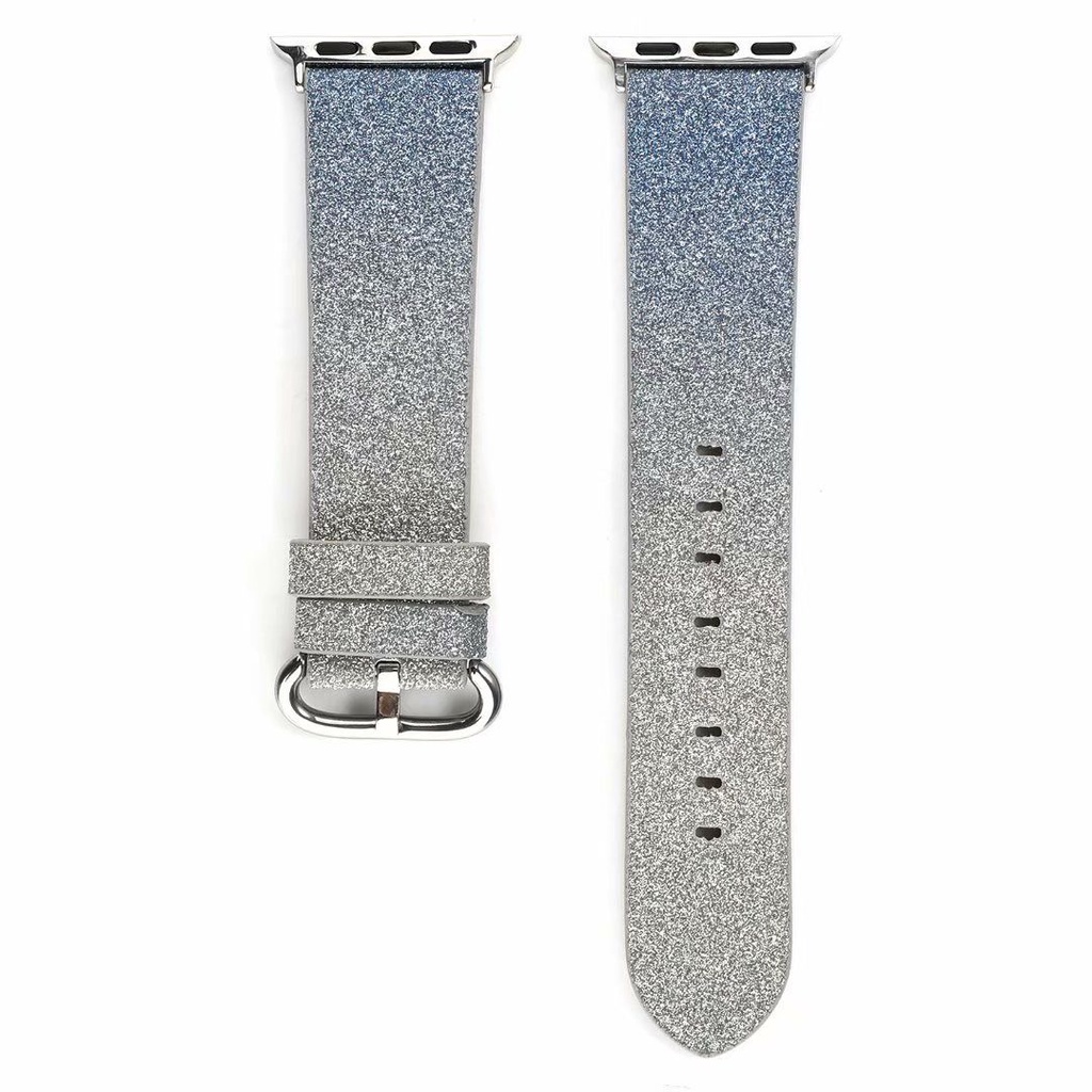 Dây đeo đồng hồ bằng da màu gradient lấp lánh thích hợp cho Apple Watch 6 Se 5 4 3 2 1 38 42 40 44mm
