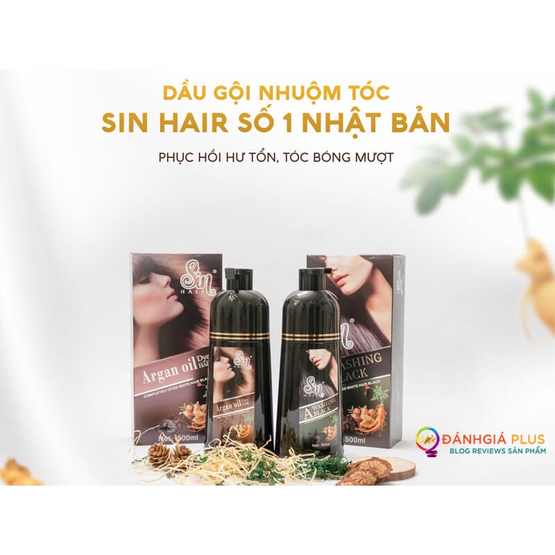 Sin Hair - Dầu Gội Phủ Bạc Sin Hair 500ml- Sin Hair 100% Phủ Bạc Nhân Sâm Phủ Đen Phủ Nâu Tóc Tự Nhiên Số 1 Nhật Bản