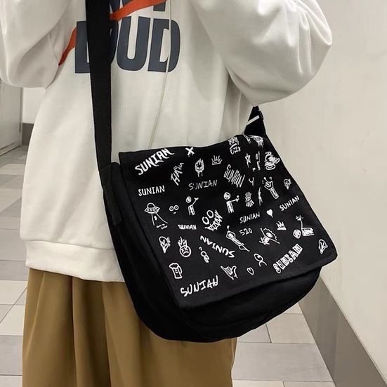 Túi đeo chéo nữ vải canvas giá rẻ đeo vai đi học đựng vừa A4 phong cách hàn quốc TV106