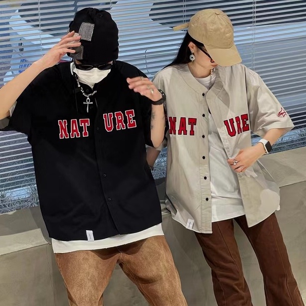 Áo Sơ Mi Nam Ngắn Tay  Cổ Tròn Tay Lỡ In Chữ Phong Cách Nhật Bản Thời Trang Cho Nam simple Áo Phang Nam Ngắn Tay Áo Thun Nữ Dep Áo Dôi