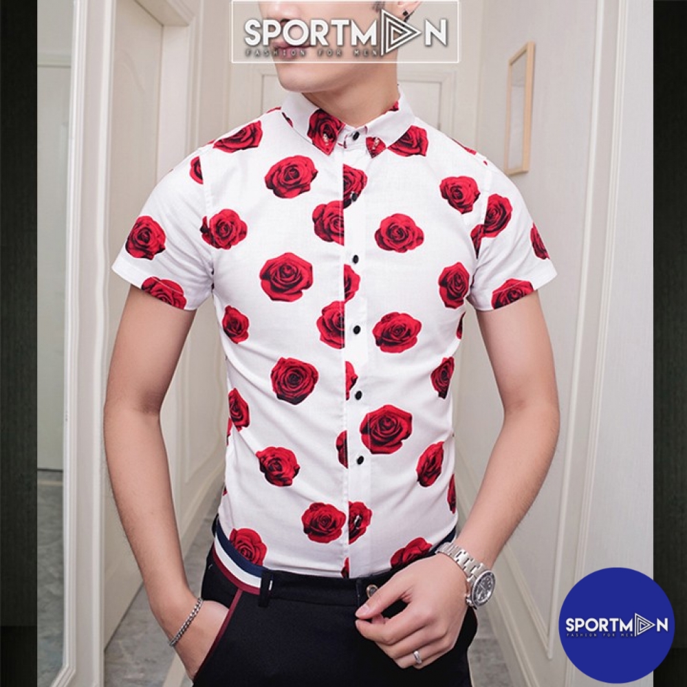 Áo sơ mi nam hoa hồng lịch lãm - SM84