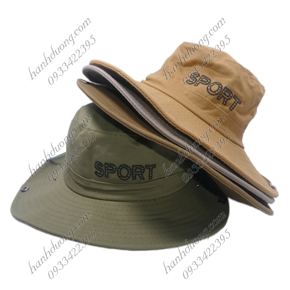 Nón tai bèo nam thêu chữ Sport mũ tai bèo đẹp vành rộng giúp chống nắng tốt với chất liệu vải cotton tốt mềm mại dễ th