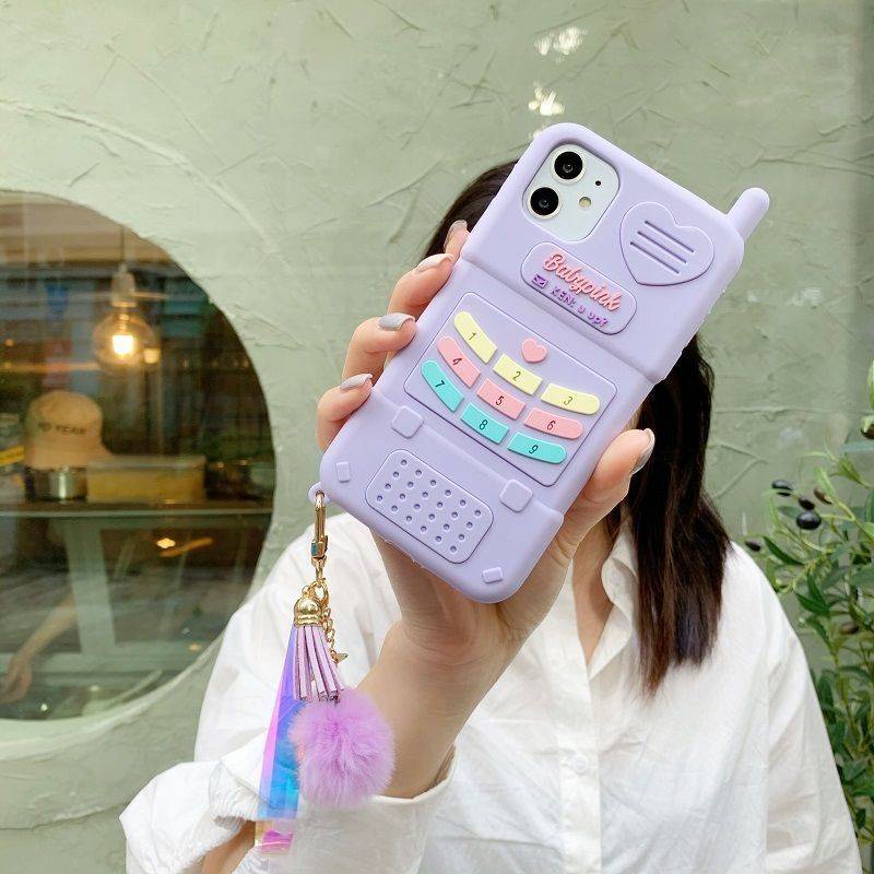 Ốp Điện Thoại Màu Tím Chống Sốc Phong Cách Retro Cho iPhone 13/12/11/XS/X/8/7
