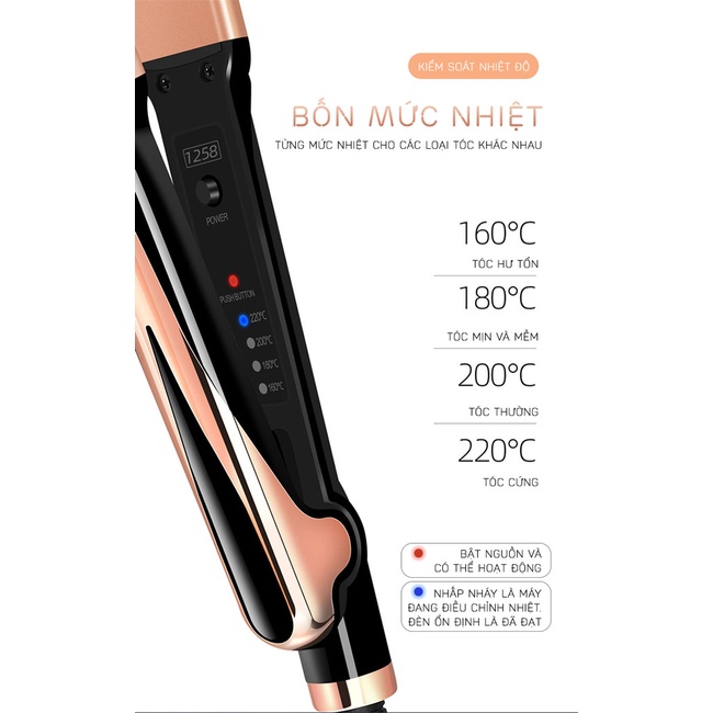 Máy Kéo Tóc Máy Uốn Duỗi Tóc Đa Năng 2in1 Cao Cấp Có Chỉnh Nhiệt Tráng Ceramic Bảo Vệ Tóc - TM099