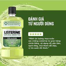 Nước Súc Miệng Vị Trà Xanh - Listerine Natural Green Tea 750ml - Ngừa Sâu Răng Không Cay