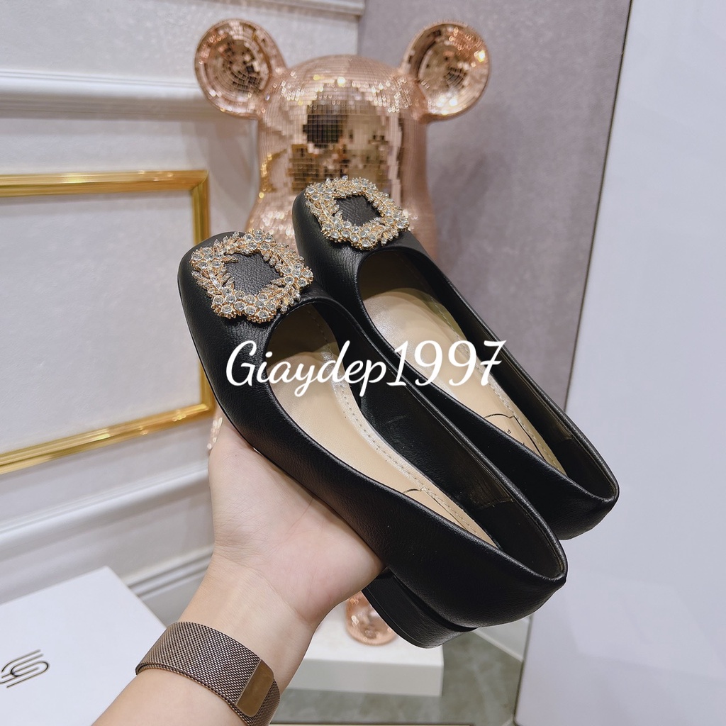 Giày cao gót nữ 3 phân hàng cao cấp, gót vuông chất xịn đính đá siêu sang hàng xuất khẩu - mã HH1