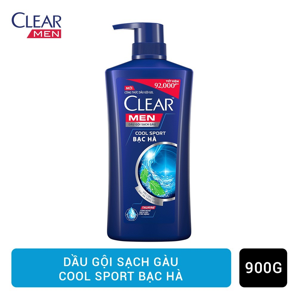 DẦU GỘI SẠCH GÀU CLEAR MEN COOL SPORT BẠC HÀ 900g