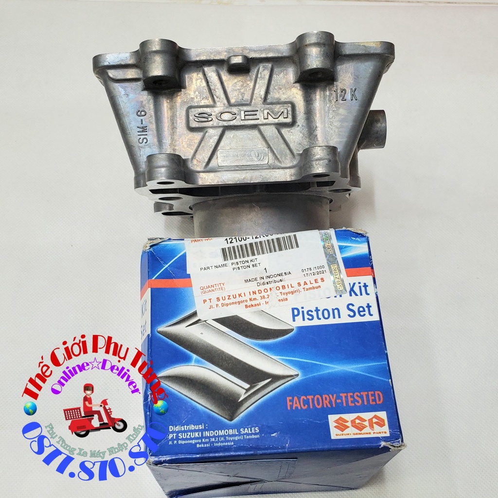 Bộ Nòng (lòng) piston bạc Raider fi - Satria fi - GSX 150 Zin Suzuki indonesia - 12100-12K00-000