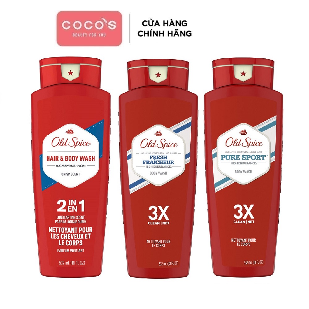 Gel Tắm Gội Old Spice nhiều mùi hương 532ml/chai