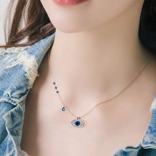 Dây Chuyền Bạc S925 Italy - Vòng Cổ Mắt Biếc Pha Lê Màu Xanh DCM06