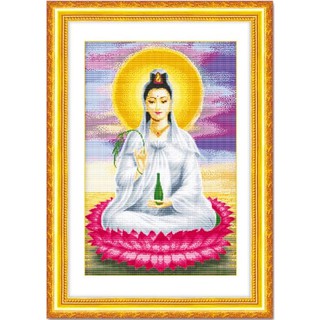 Tranh Thêu Chữ Thập (Thêu Toàn Bộ) Toả Liên Quan Âm R206 (KHÁCH TỰ THÊU) KT:48X72CM