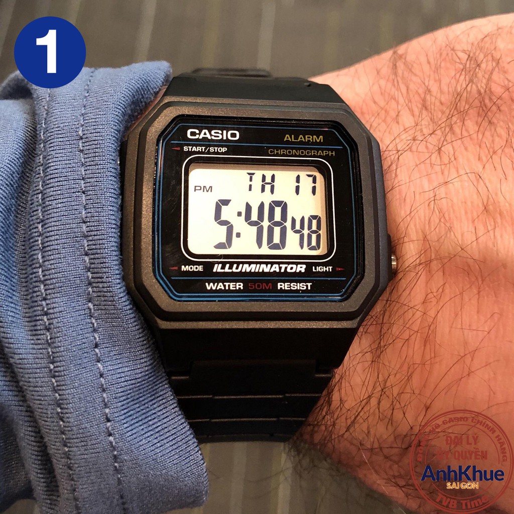 Đồng hồ nam dây nhựa Casio chính hãng Anh Khuê W-217 Series (41mm)